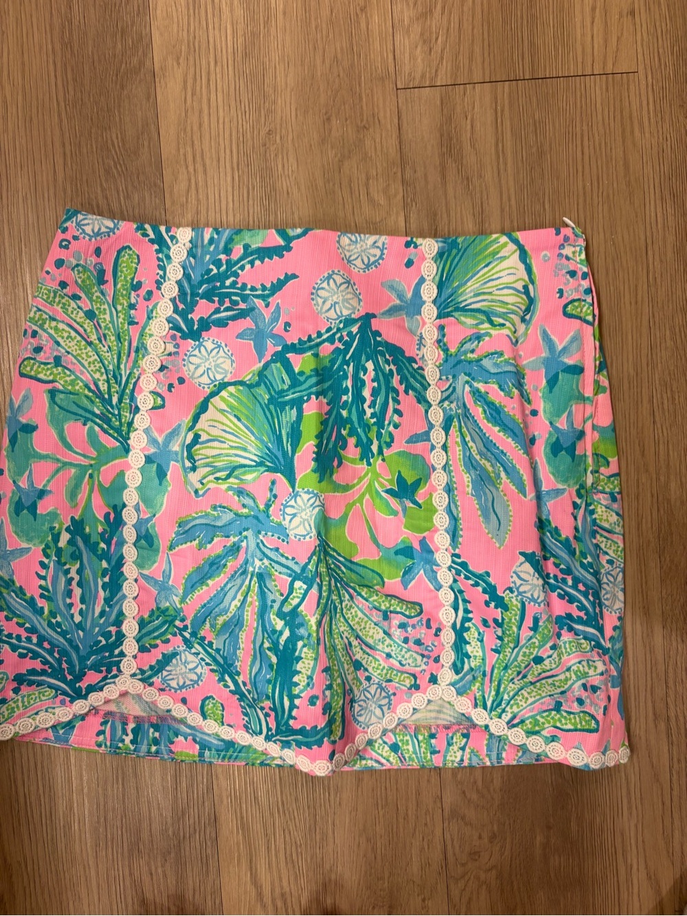 Lilly Pulitzer Pink Tropical Print Skort with Aqua & Lime Accents